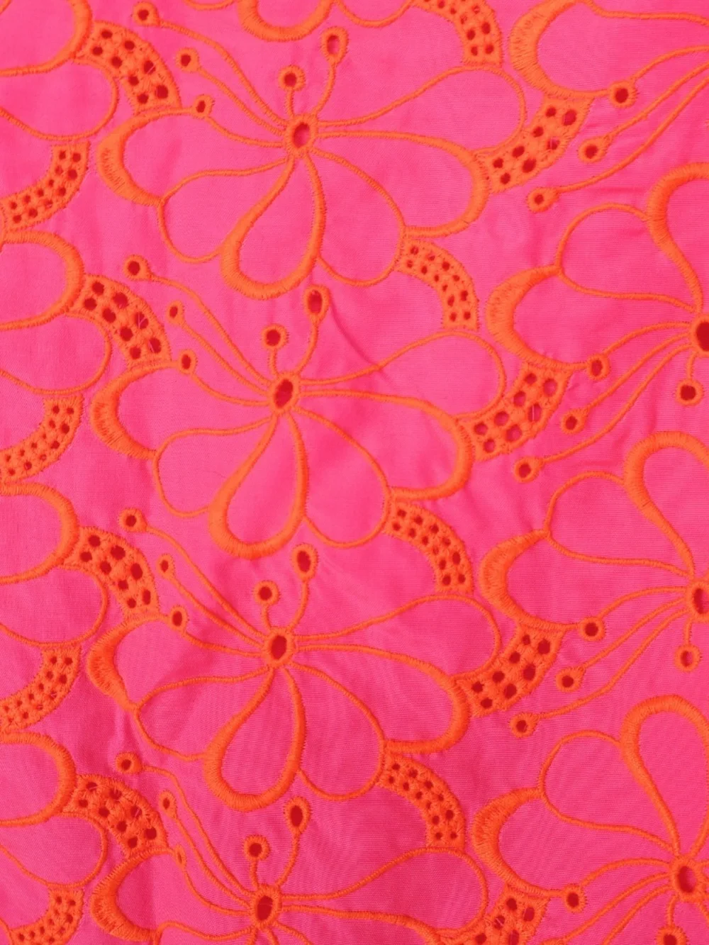 Lilly Pulitzer Blouse XS Neon Pink Orange Floral Eyelet Puff Sleeve Top